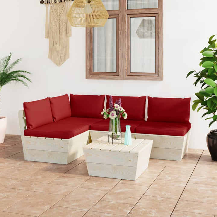 Set Mobilier Grădină Din Paleți Cu Perne, 5 Piese, Lemn Molid