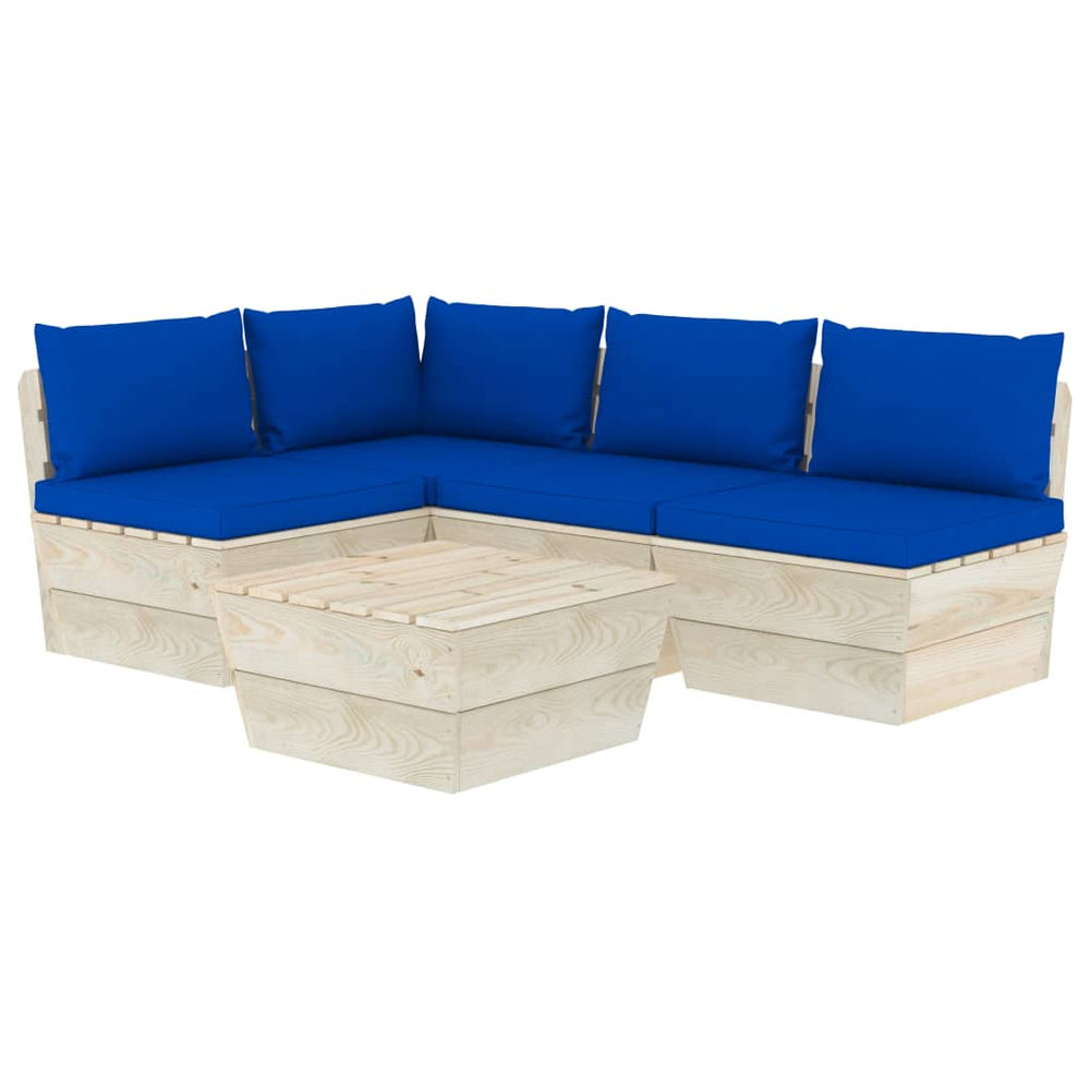 Set Mobilier Grădină Din Paleți Cu Perne, 5 Piese, Lemn Molid