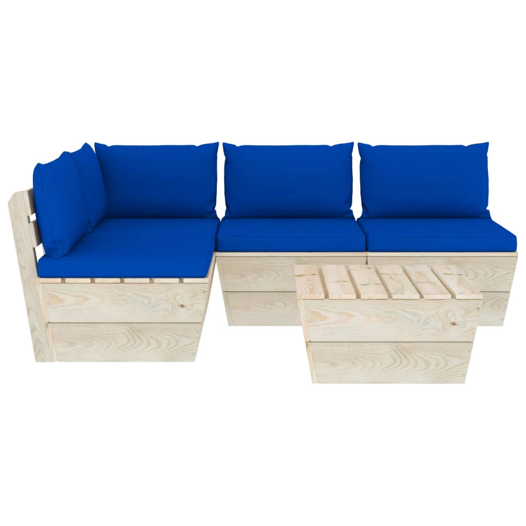 Set Mobilier Grădină Din Paleți Cu Perne, 5 Piese, Lemn Molid