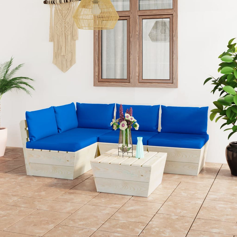 Set Mobilier Grădină Din Paleți Cu Perne, 5 Piese, Lemn Molid