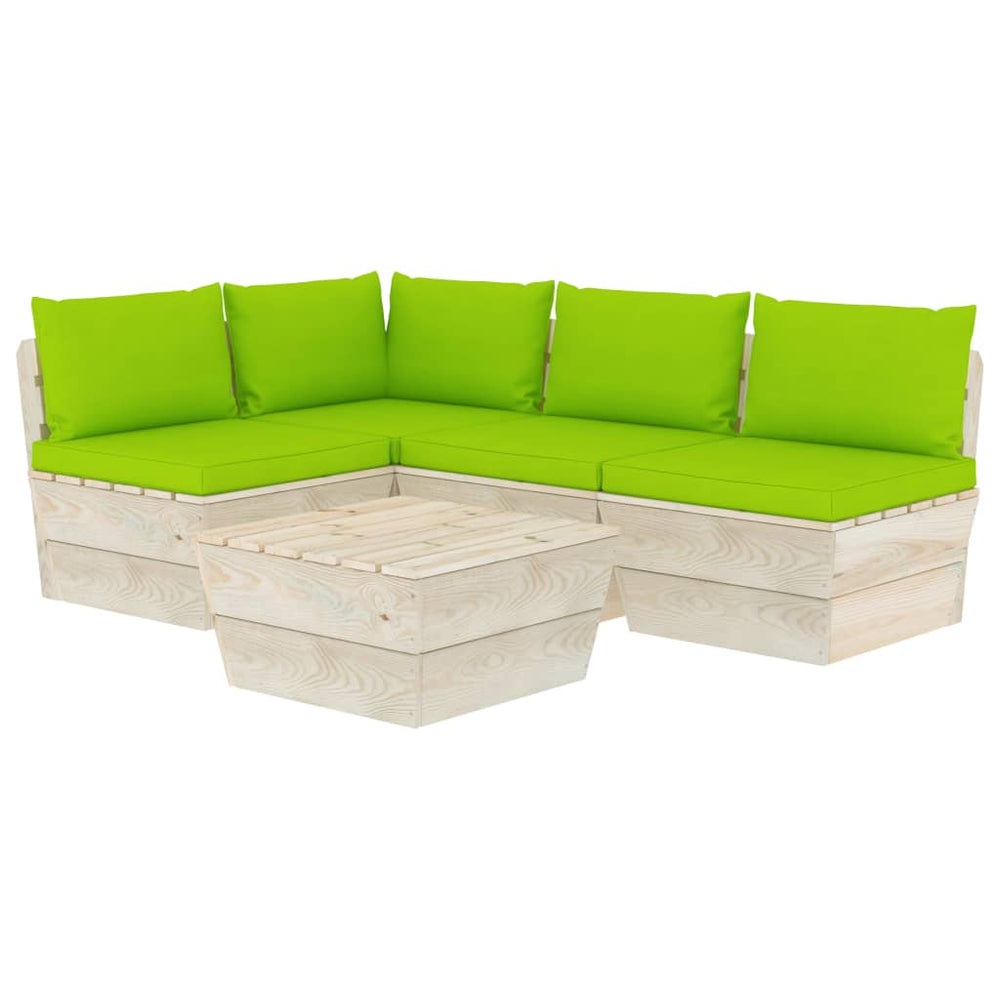 Set Mobilier Grădină Din Paleți Cu Perne, 5 Piese, Lemn Molid