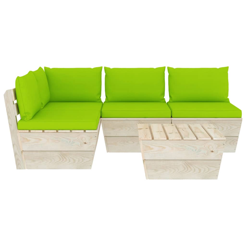 Set Mobilier Grădină Din Paleți Cu Perne, 5 Piese, Lemn Molid