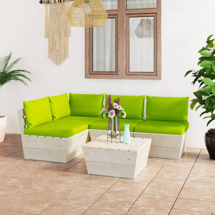 Set Mobilier Grădină Din Paleți Cu Perne, 5 Piese, Lemn Molid