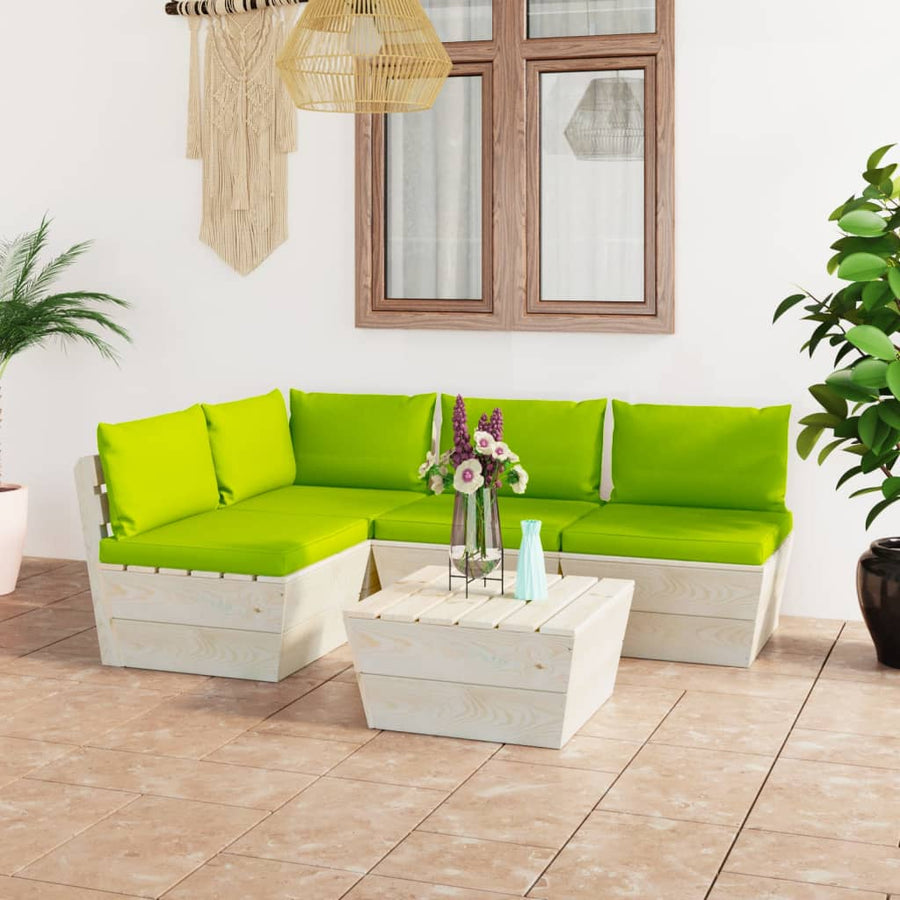 Set Mobilier Grădină Din Paleți Cu Perne, 5 Piese, Lemn Molid