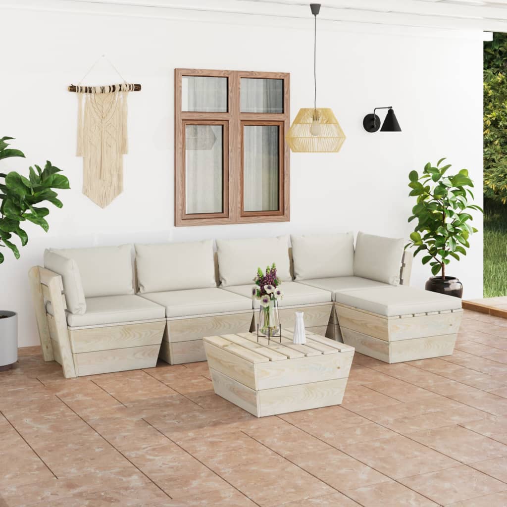 Set Mobilier Grădină Din Paleți Cu Perne, 6 Piese, Lemn Molid