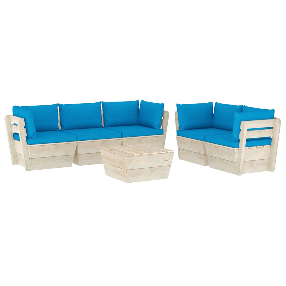 Set Mobilier Grădină Din Paleți, Cu Perne, 6 Piese, Lemn Molid