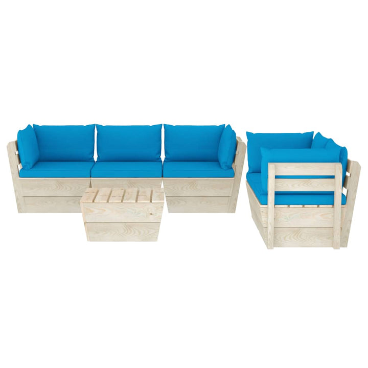 Set Mobilier Grădină Din Paleți, Cu Perne, 6 Piese, Lemn Molid
