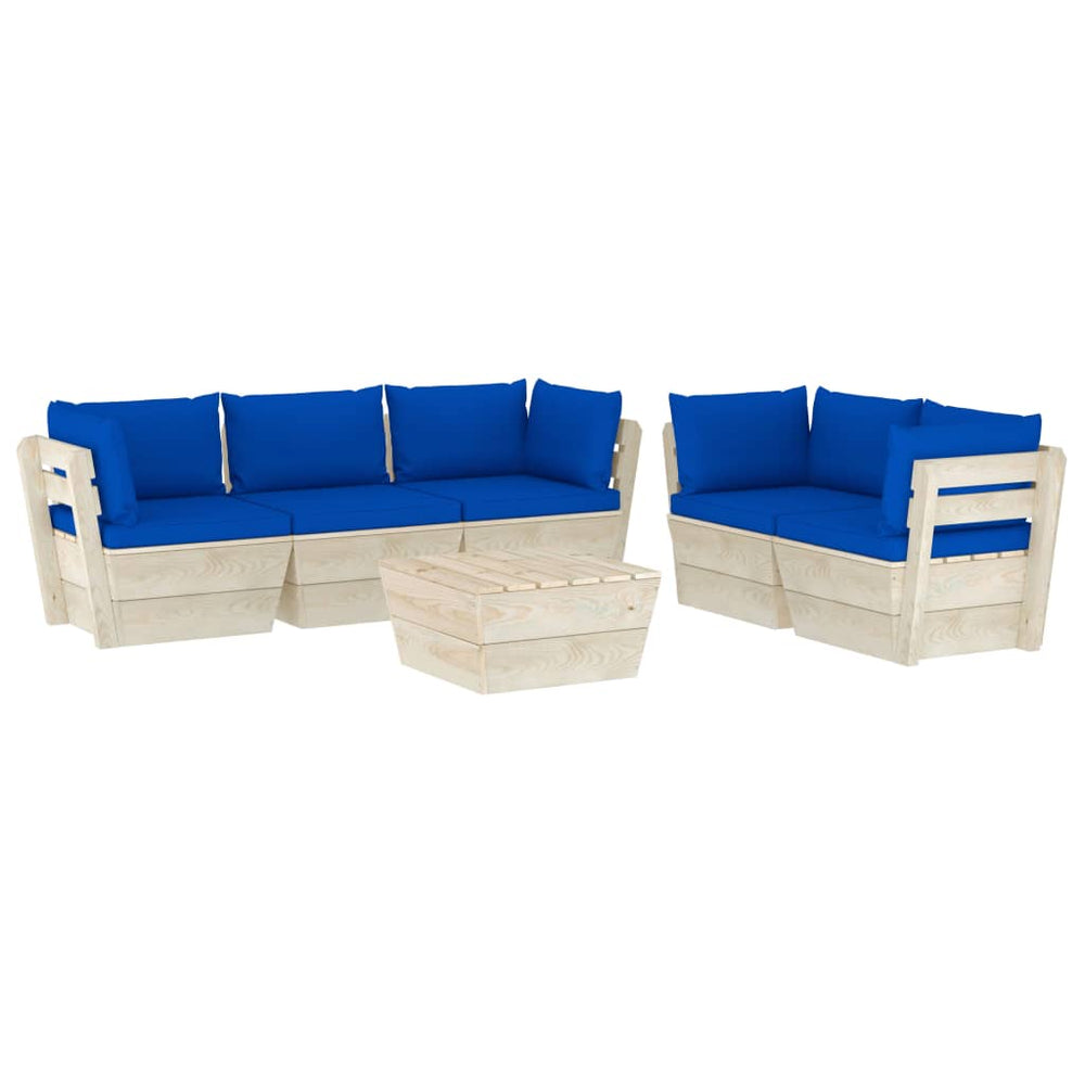 Set Mobilier Grădină Din Paleți, 6 Piese, Cu Perne, Lemn Molid