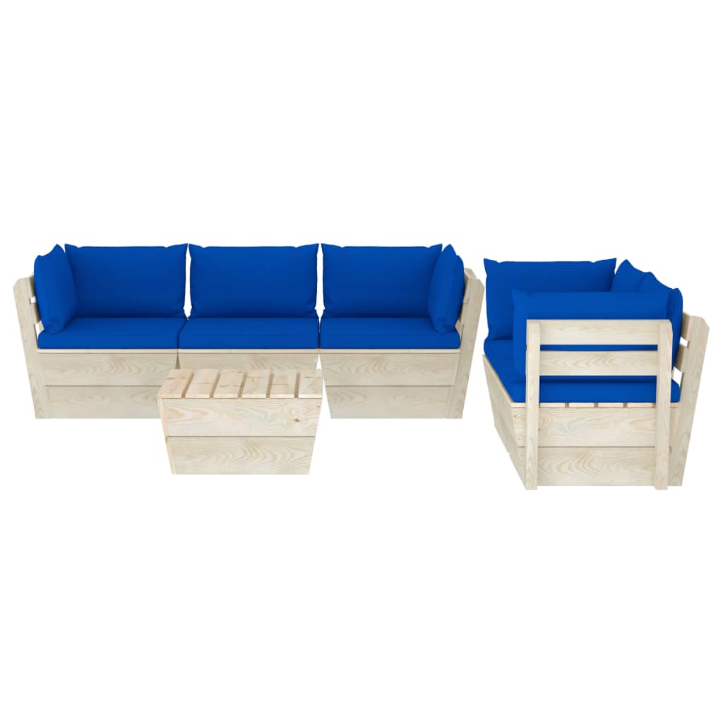 Set Mobilier Grădină Din Paleți, 6 Piese, Cu Perne, Lemn Molid
