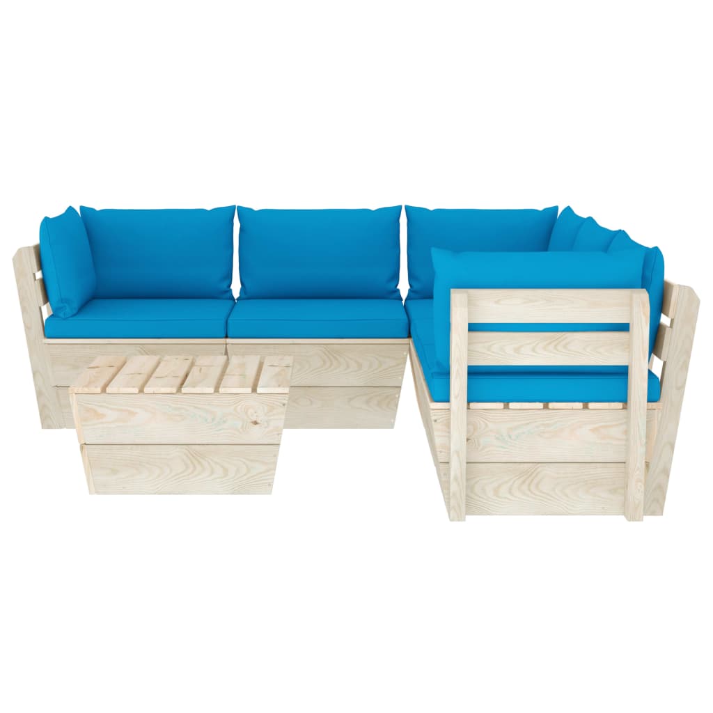 Set Mobilier Grădină Din Paleți Cu Perne, 6 Piese, Lemn Molid