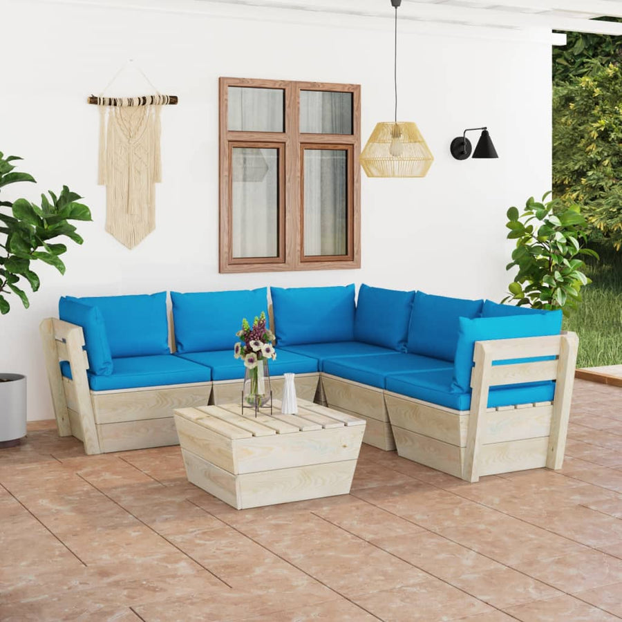 Set Mobilier Grădină Din Paleți Cu Perne, 6 Piese, Lemn Molid