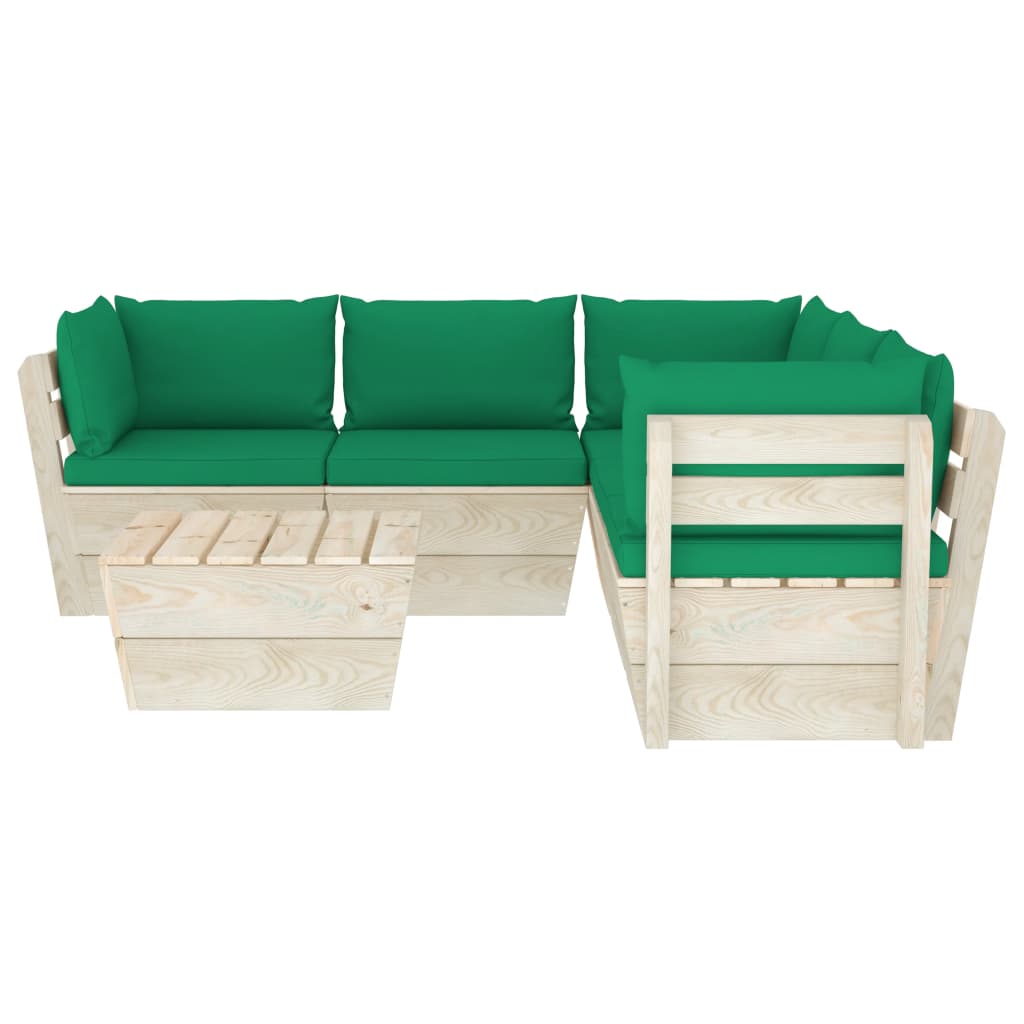 Set Mobilier Grădină Din Paleți Cu Perne, 6 Piese, Lemn Molid
