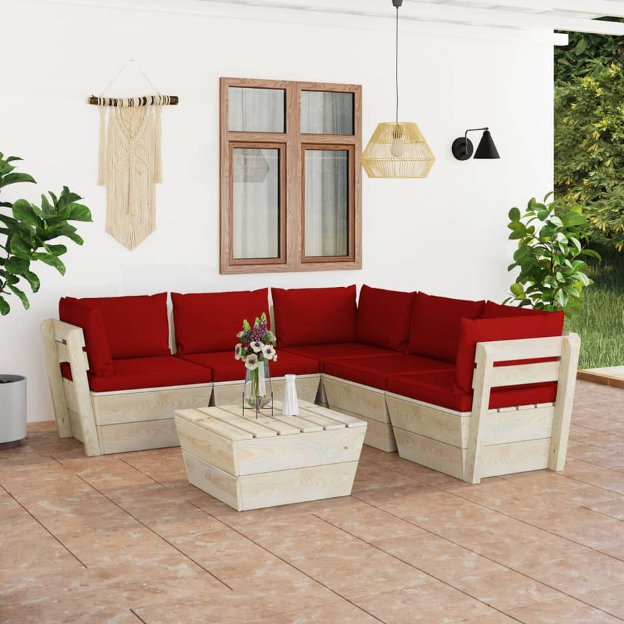 Set Mobilier Grădină Din Paleți Cu Perne, 6 Piese, Lemn Molid