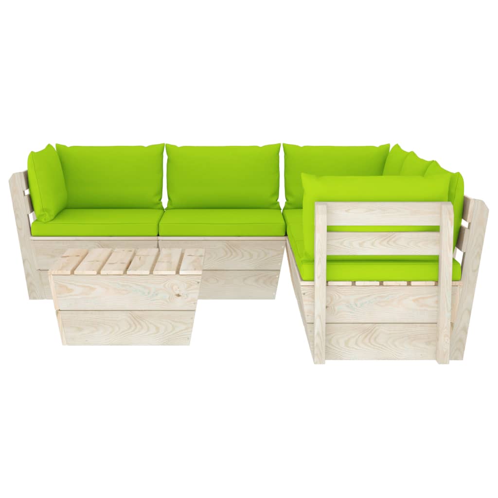 Set Mobilier Grădină Din Paleți Cu Perne, 6 Piese, Lemn Molid