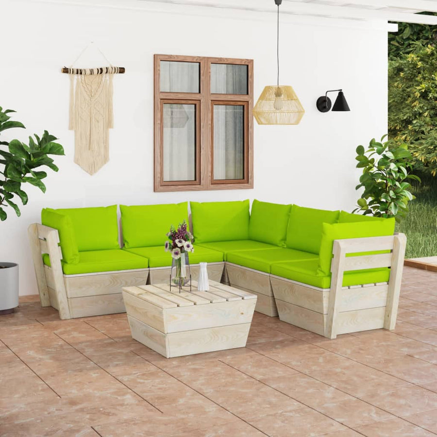 Set Mobilier Grădină Din Paleți Cu Perne, 6 Piese, Lemn Molid
