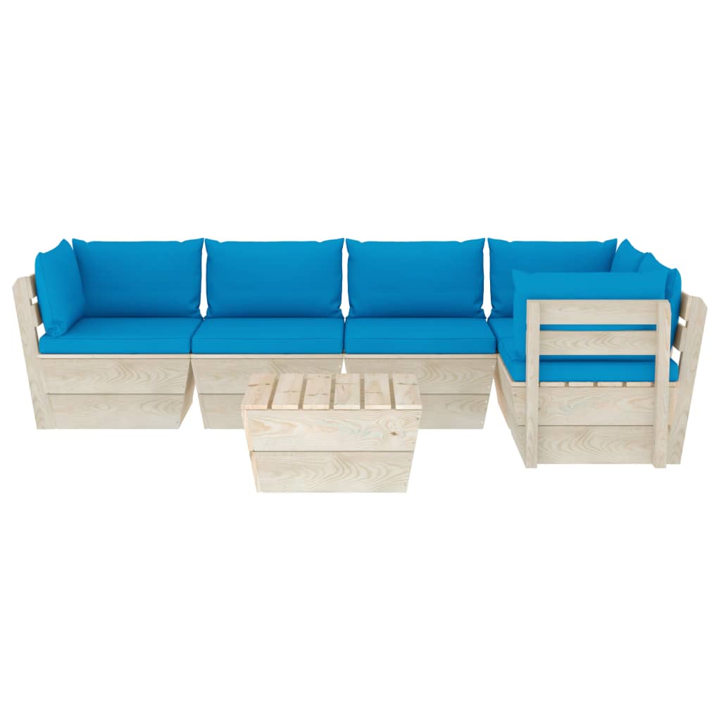 Set Mobilier Grădină Din Paleți Cu Perne, 6 Piese, Lemn Molid