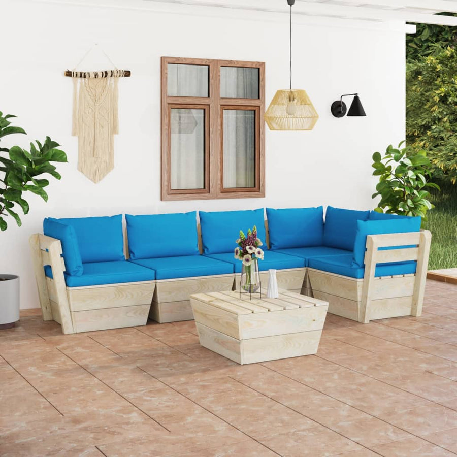 Set Mobilier Grădină Din Paleți Cu Perne, 6 Piese, Lemn Molid