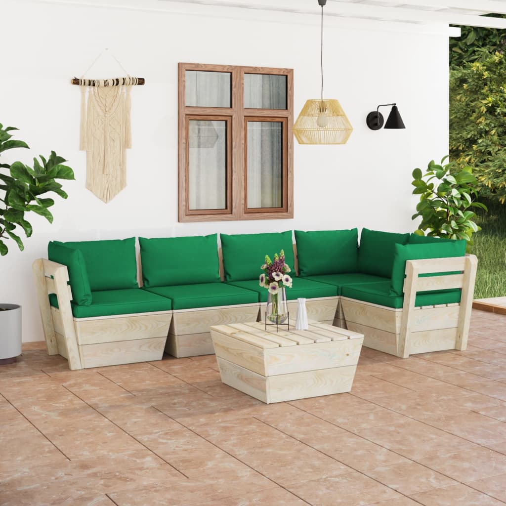 Set Mobilier Grădină Din Paleți Cu Perne, 6 Piese, Lemn Molid