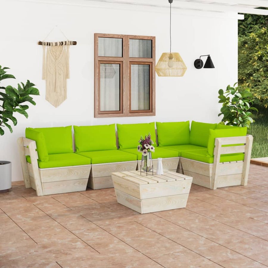 Set Mobilier Grădină Din Paleți Cu Perne, 6 Piese, Lemn Molid