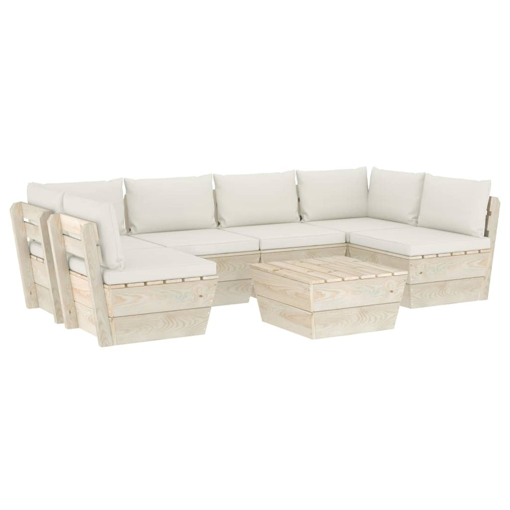 Set Mobilier Grădină Din Paleți, 7 Piese, Cu Perne, Lemn Molid