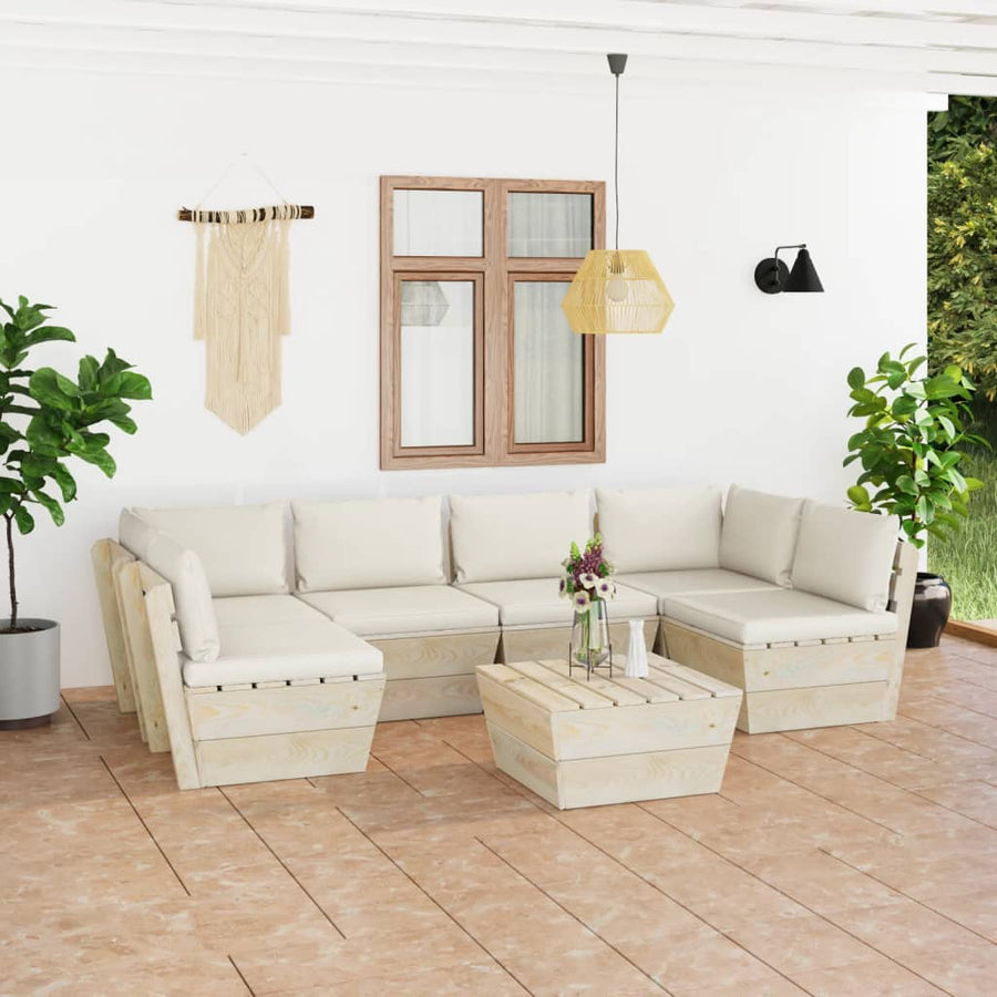 Set Mobilier Grădină Din Paleți, 7 Piese, Cu Perne, Lemn Molid