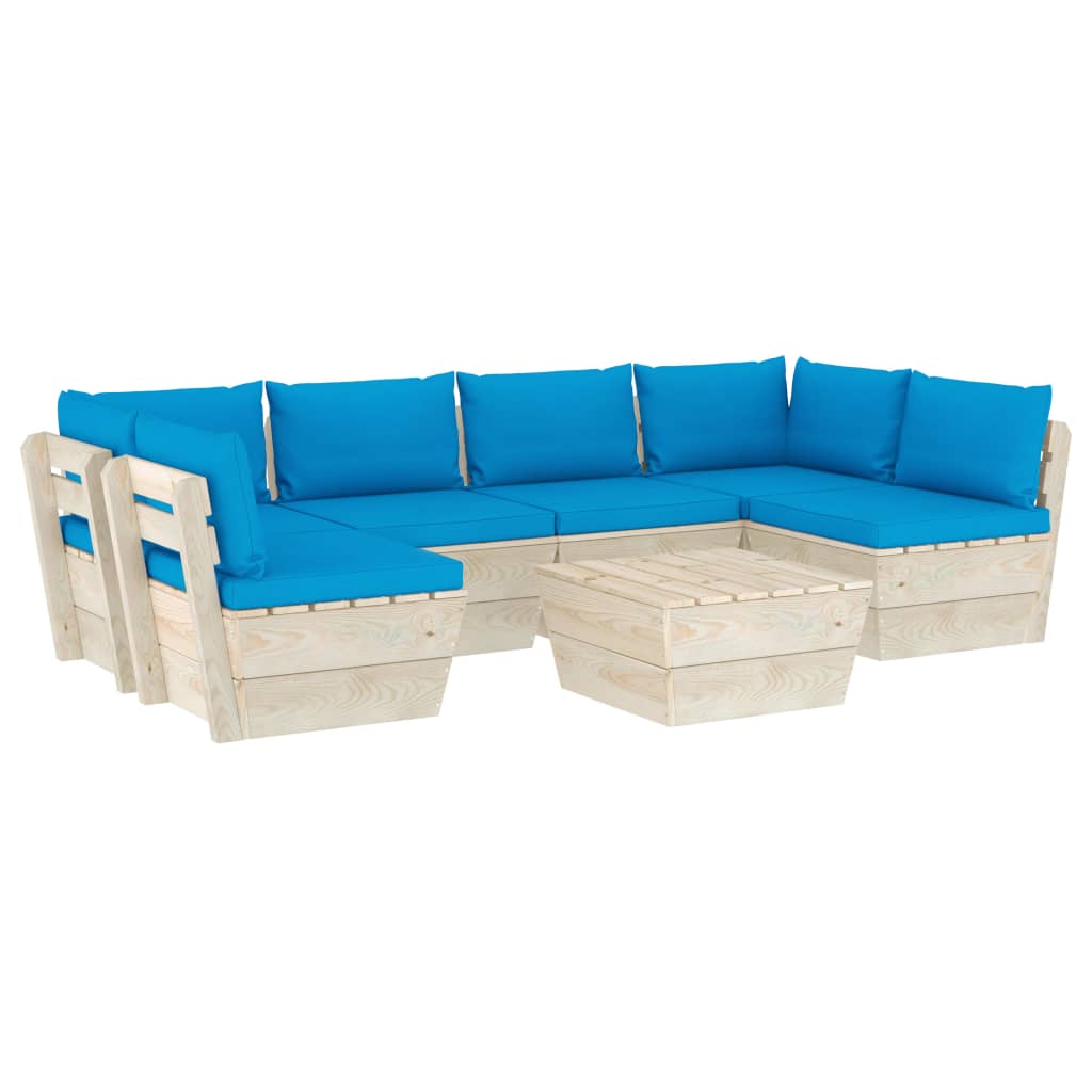 Set Mobilier Grădină Din Paleți, 7 Piese, Cu Perne, Lemn Molid