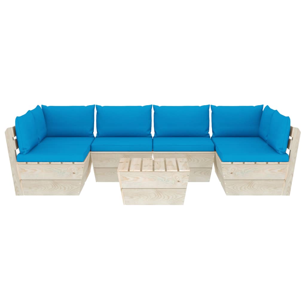 Set Mobilier Grădină Din Paleți, 7 Piese, Cu Perne, Lemn Molid