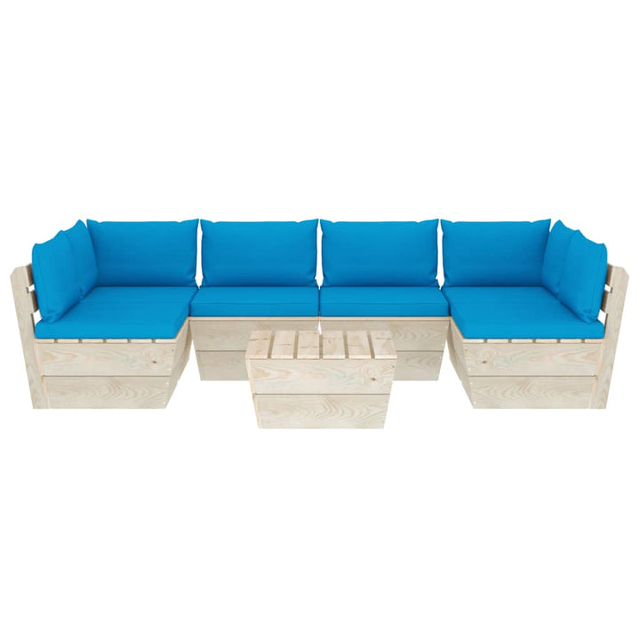 Set Mobilier Grădină Din Paleți, 7 Piese, Cu Perne, Lemn Molid