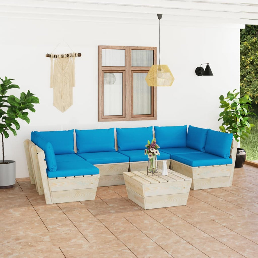 Set Mobilier Grădină Din Paleți, 7 Piese, Cu Perne, Lemn Molid