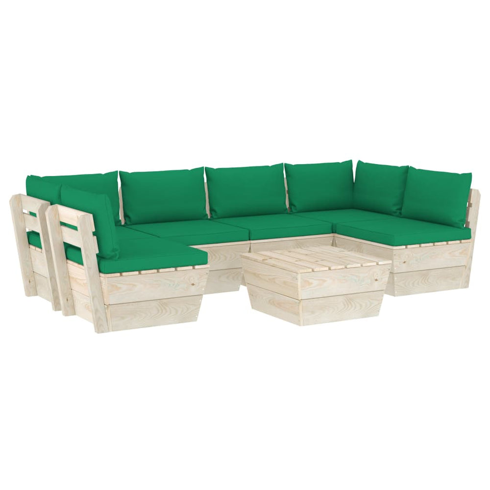 Set Mobilier Grădină Din Paleți Cu Perne, 7 Piese, Lemn Molid