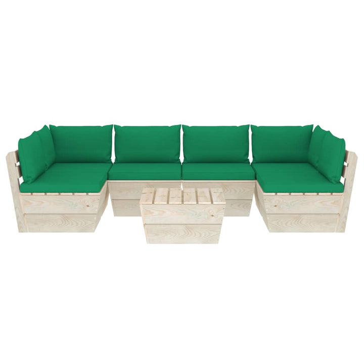 Set Mobilier Grădină Din Paleți Cu Perne, 7 Piese, Lemn Molid