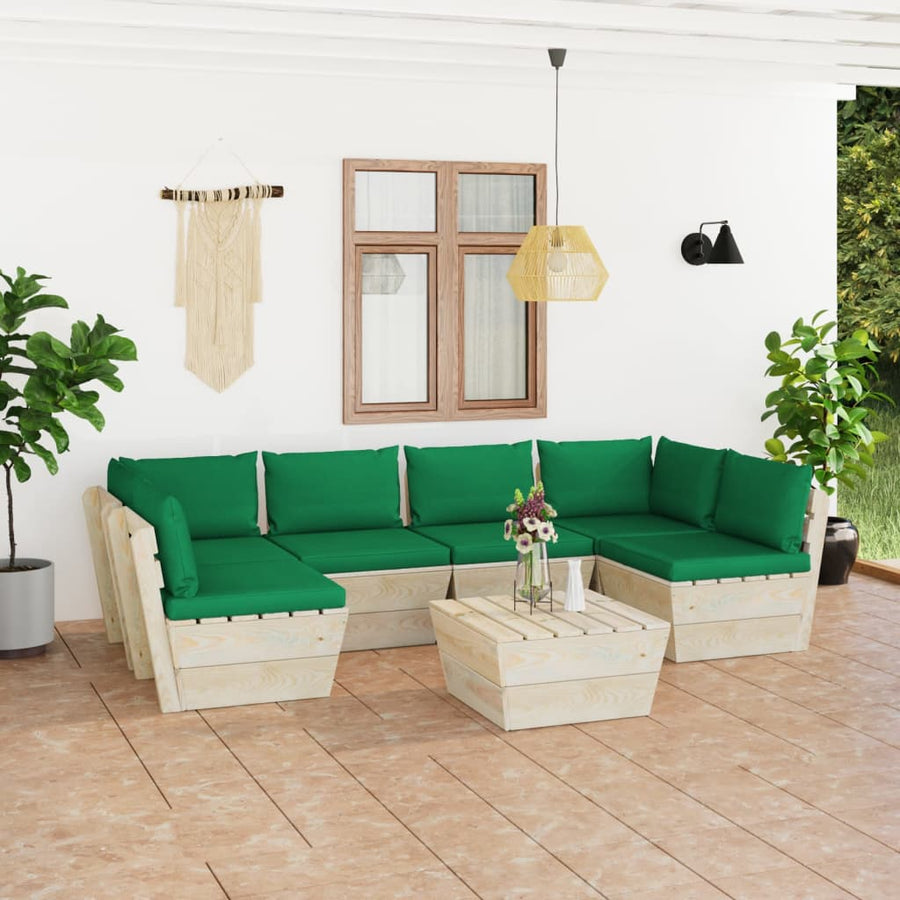 Set Mobilier Grădină Din Paleți Cu Perne, 7 Piese, Lemn Molid