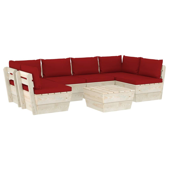 Set Mobilier Grădină Din Paleți, 7 Piese, Cu Perne, Lemn Molid
