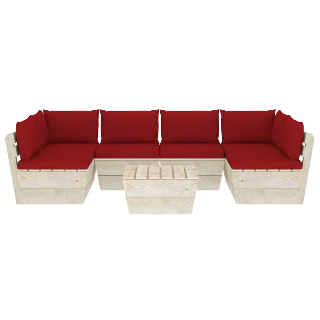 Set Mobilier Grădină Din Paleți, 7 Piese, Cu Perne, Lemn Molid
