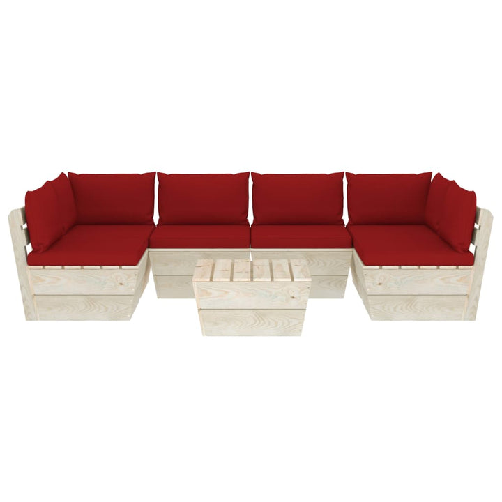 Set Mobilier Grădină Din Paleți, 7 Piese, Cu Perne, Lemn Molid