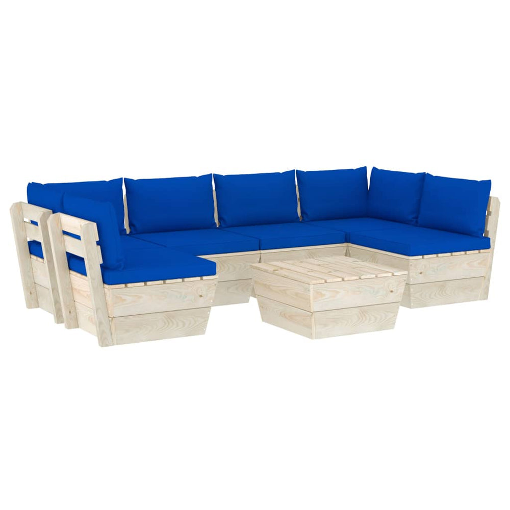 Set Mobilier Grădină Din Paleți Cu Perne, 7 Piese, Lemn Molid
