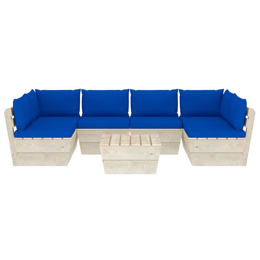 Set Mobilier Grădină Din Paleți Cu Perne, 7 Piese, Lemn Molid