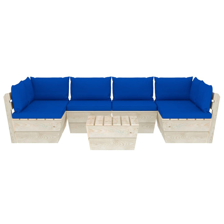 Set Mobilier Grădină Din Paleți Cu Perne, 7 Piese, Lemn Molid