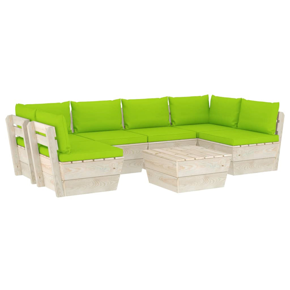Set Mobilier Grădină Din Paleți, 7 Piese, Cu Perne, Lemn Molid