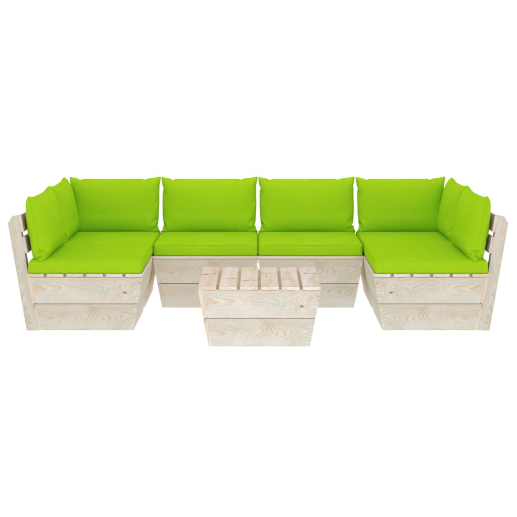 Set Mobilier Grădină Din Paleți, 7 Piese, Cu Perne, Lemn Molid