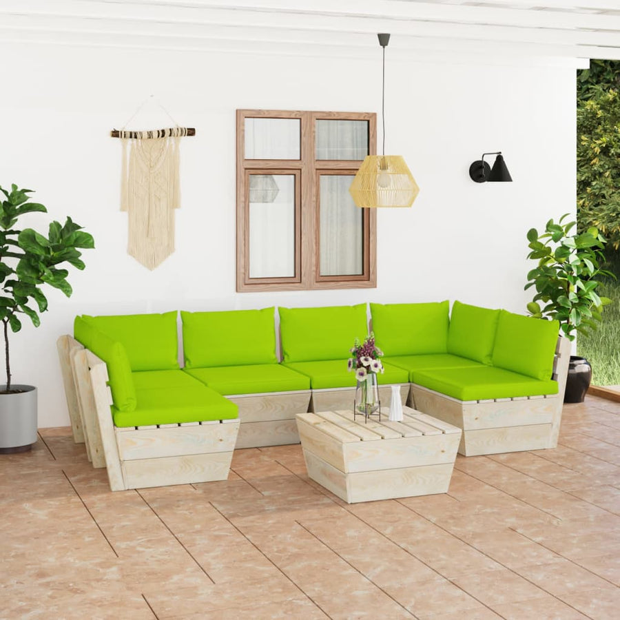 Set Mobilier Grădină Din Paleți, 7 Piese, Cu Perne, Lemn Molid