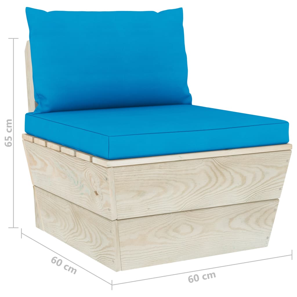 Set Mobilier Grădină Paleți, 9 Piese, Cu Perne, Lemn De Molid
