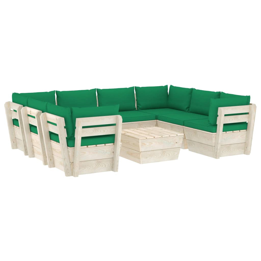 Set Mobilier Grădină Paleți, 9 Piese, Cu Perne, Lemn De Molid