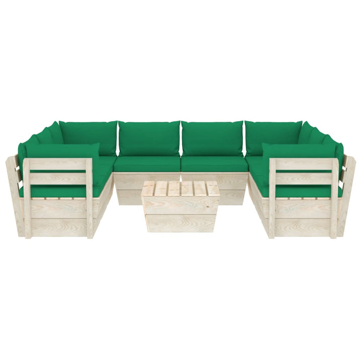 Set Mobilier Grădină Paleți, 9 Piese, Cu Perne, Lemn De Molid
