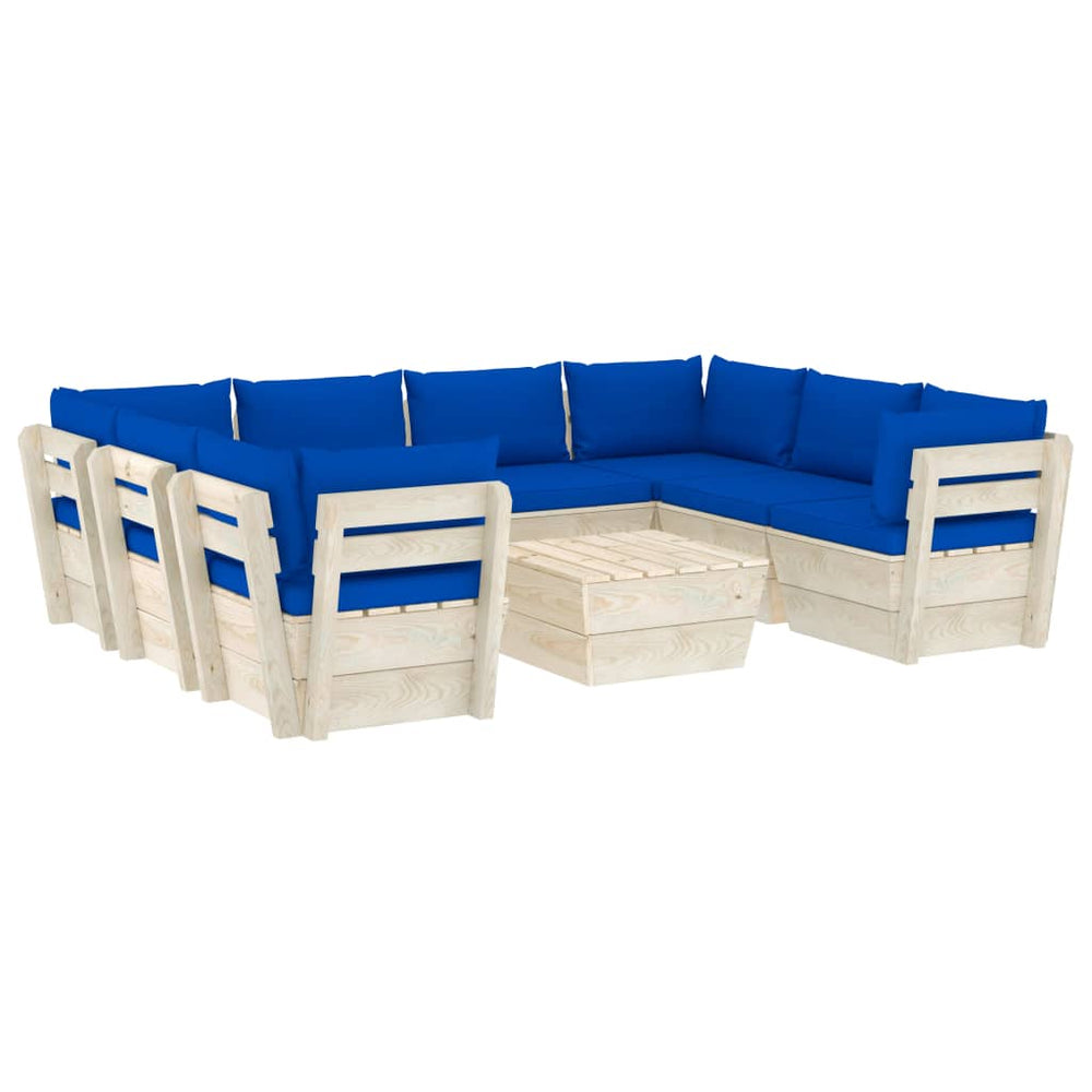 Set Mobilier Grădină Paleți, 9 Piese, Cu Perne, Lemn De Molid