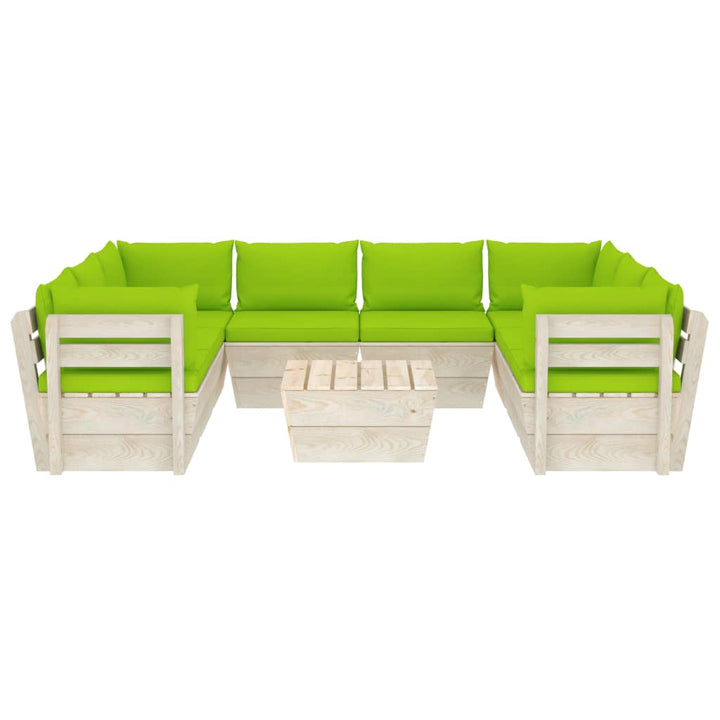 Set Mobilier Grădină Paleți, 9 Piese, Cu Perne, Lemn De Molid