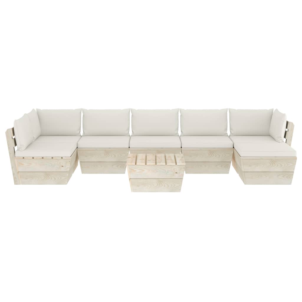 Set Mobilier Grădină Din Paleți Cu Perne, 8 Piese, Lemn Molid