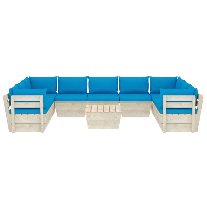 Set Mobilier Grădină Paleți, 10 Piese, Cu Perne, Lemn De Molid