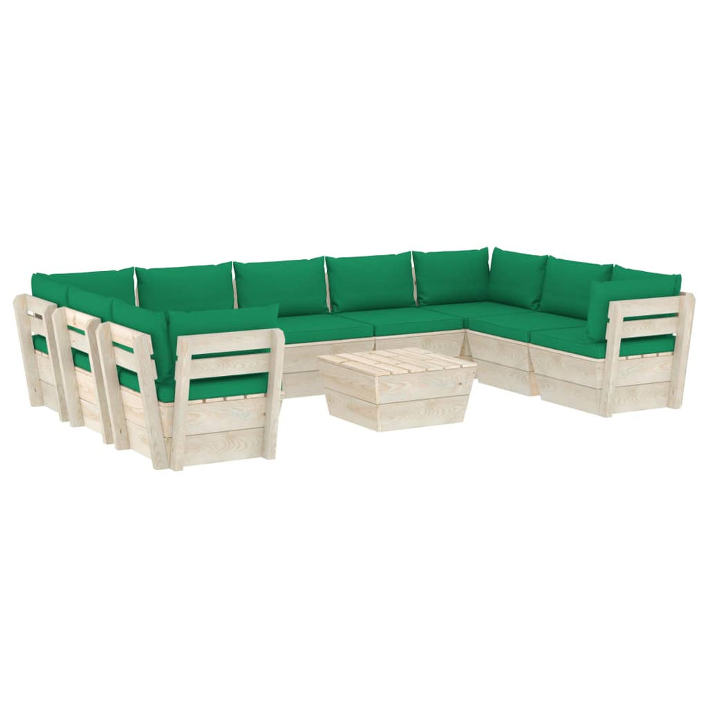Set Mobilier Grădină Paleți, 10 Piese, Cu Perne, Lemn De Molid