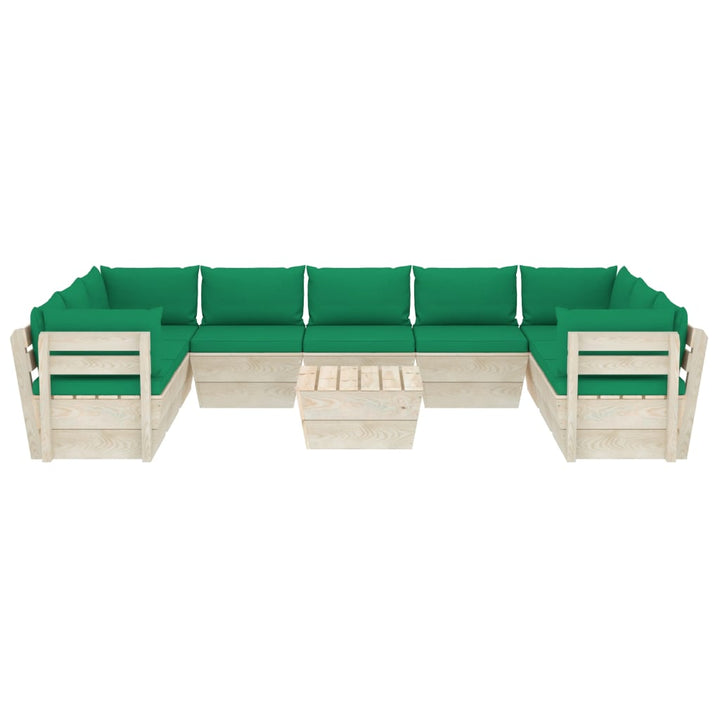 Set Mobilier Grădină Paleți, 10 Piese, Cu Perne, Lemn De Molid
